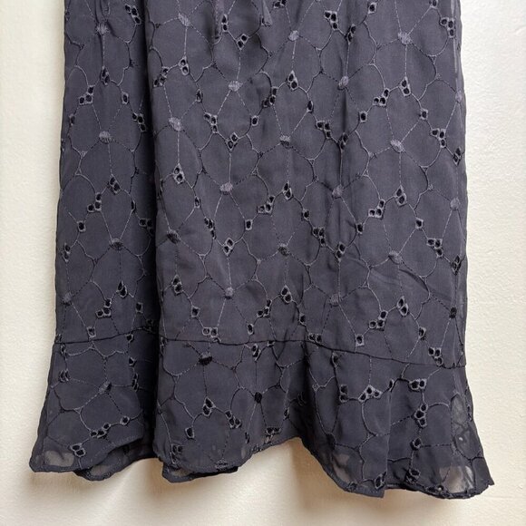 Storia Babydoll Black Dress Lined Sz M Eyelet Spaghetti Strap Cutouts Flirty Y2K - Picture 6 of 13